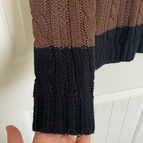 EUC | Poof Excellence women’s neutral colored striped acrylic sweater — medium - Picture 3 of 6